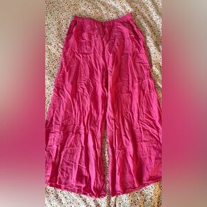 Bright Pink Wide-Leg Lounge Pants